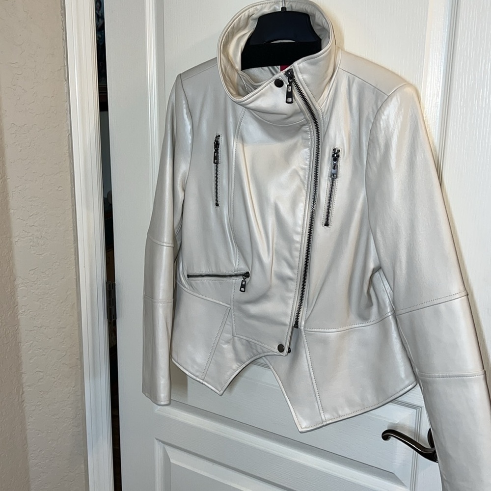 G.I.L.I. Very Soft Lambswool Leather Moto Jacket Sz 16 NWOT